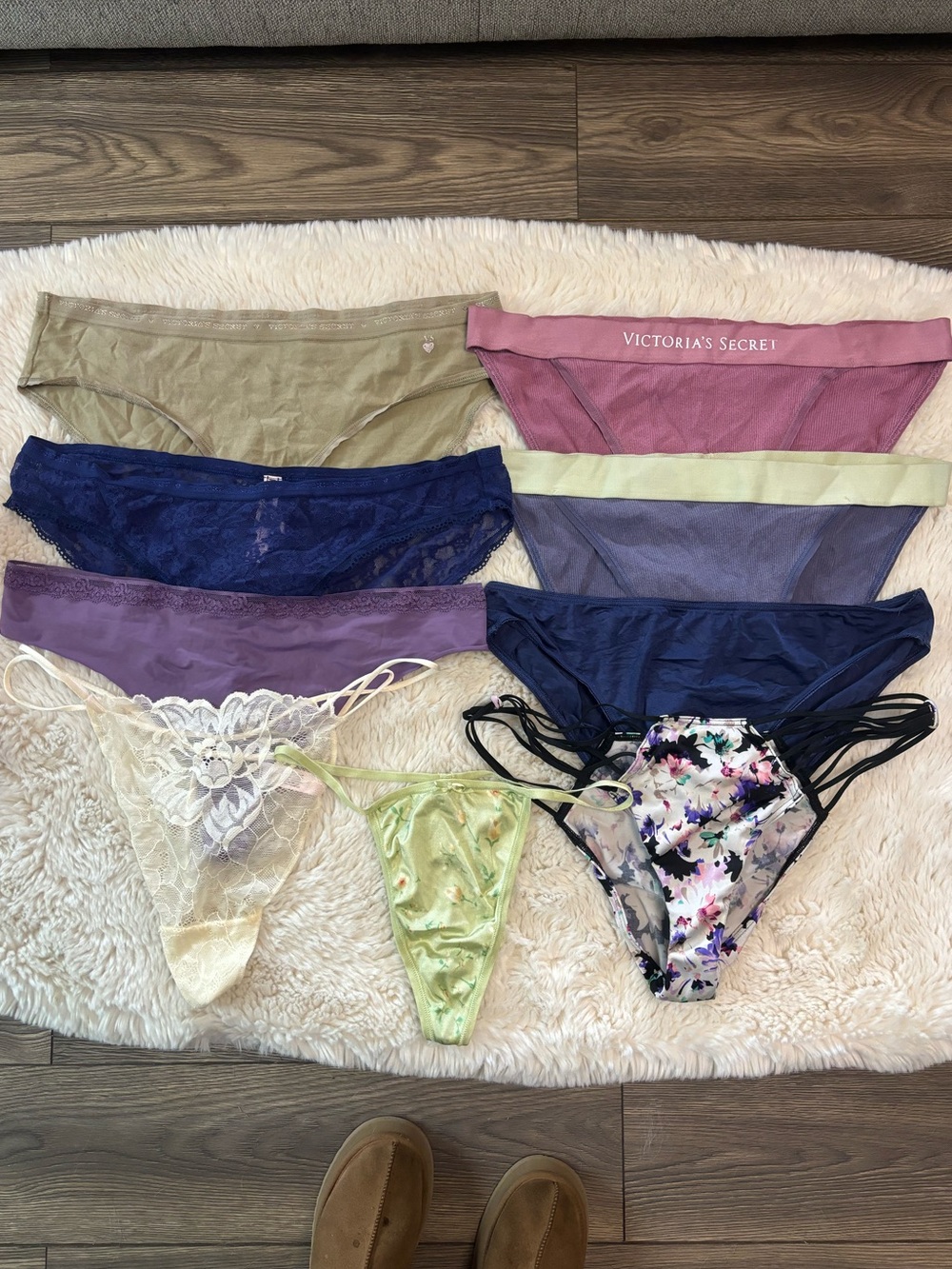 Victoria's Secret Multi Color Cotton and Lace Panties Bundle Size Large